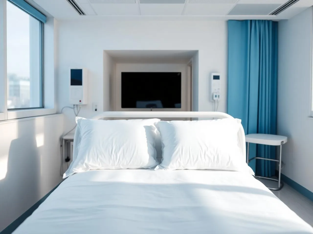Bright, clean hospital room with BioCare pillows
